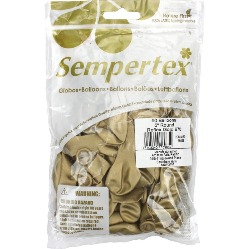 12cm Reflex Mini Gold Balloons (Pack of 50)
