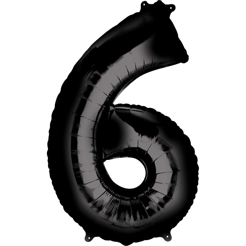 Black Number 6 Balloon 86cm