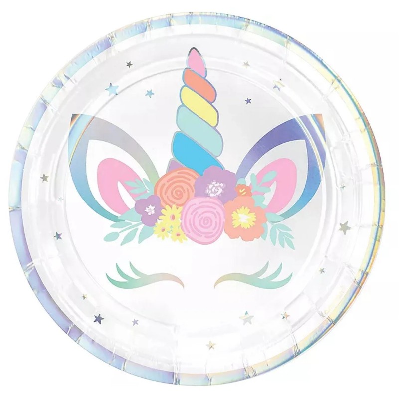 Iridescent Unicorn Small Paper Plates (Pack of 8)