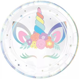 Iridescent Unicorn Large Paper Plates (Pack of 8)
