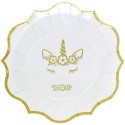 Gold Foil Unicorn Large Paper Plates (Pack of 6)