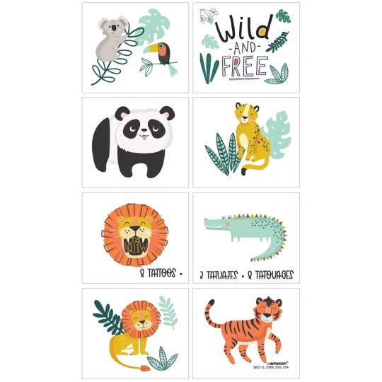 Get Wild Jungle Tattoos (Set of 8)