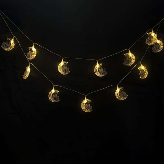 Eid Crescent Moon & Star LED String Lights | Ramadan & Eid Decorations