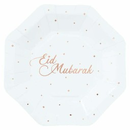 Rose Gold Eid Mubarak Small Paper Plates (Pack of 8)