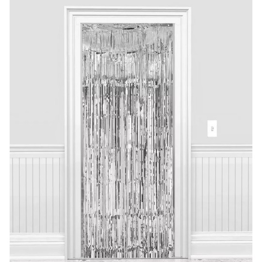 Metallic Silver Foil Curtain - 90cm x 200cm