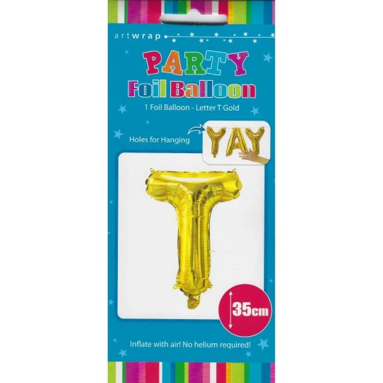 Gold Letter T Balloon 35cm