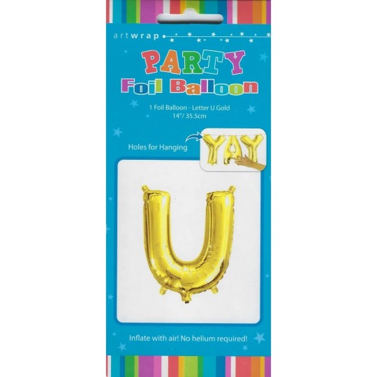 Gold Letter U Balloon 35cm