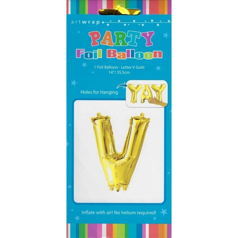 Gold Letter V Balloon 35cm