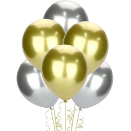 30cm Chrome Gold & Silver Balloons (Pack of 10)