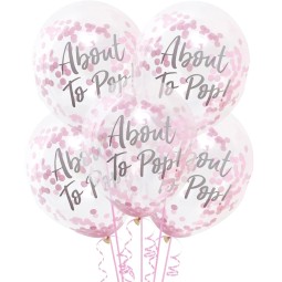 Pink About to Pop Confetti Balloons (Pack of 5)