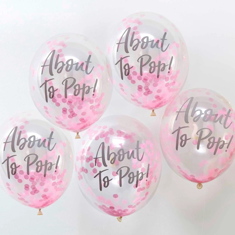 Pink About to Pop Confetti Balloons (Pack of 5)