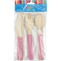 Pink Wooden Cutlery (Set of 12)