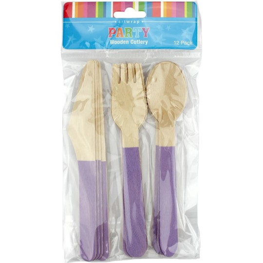 Purple Wooden Cutlery (Set of 12)