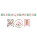 Floral Tea Party Happy Birthday Banner