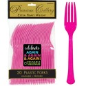 Reusable Bright Pink Plastic Forks (Pack of 20)