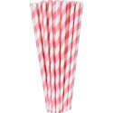 Striped Light Pink Paper Straws (Pack of 24)