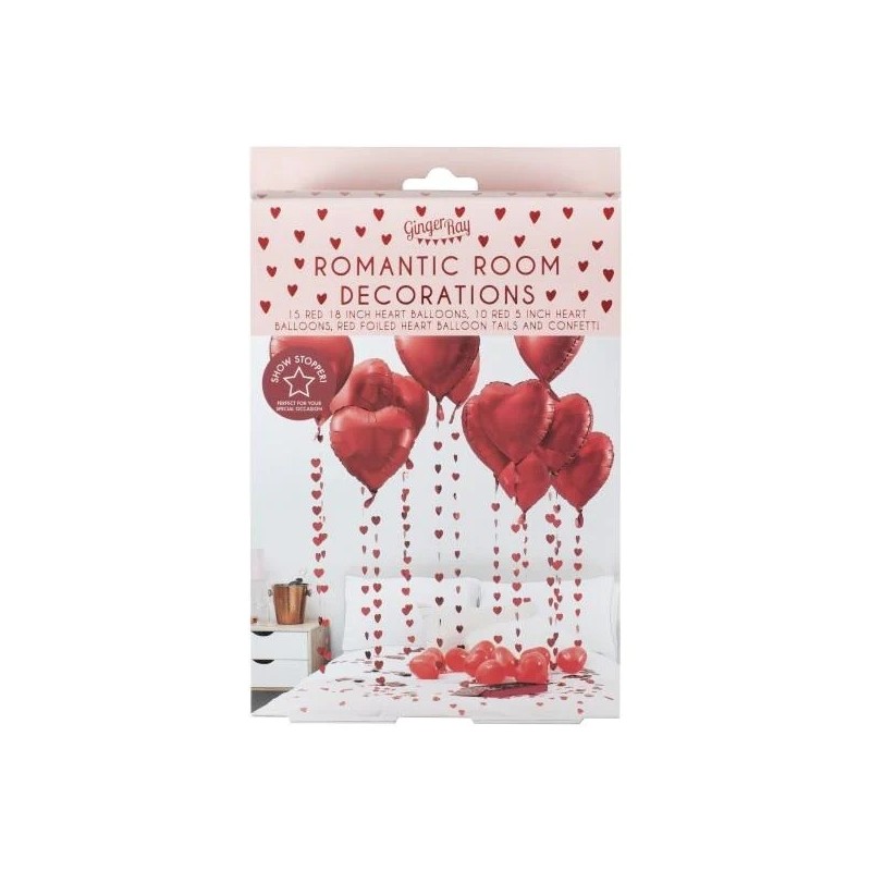 Ginger Ray Red Heart Balloons Decoration Kit (Pack of 25)