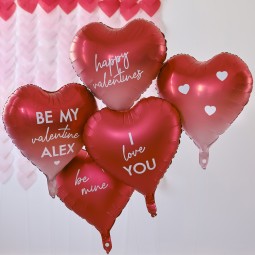 Ginger Ray Customisable Heart Valentines Balloons (Pack of 5)