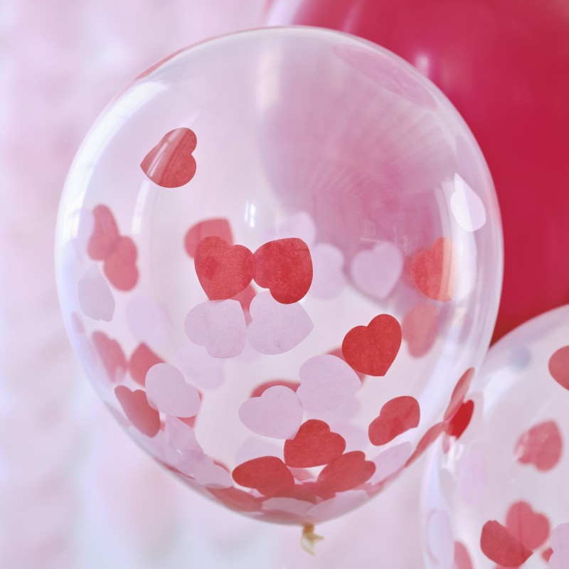 Ginger Ray Valentine's Day Latex Confetti Balloons (Pack of 5)