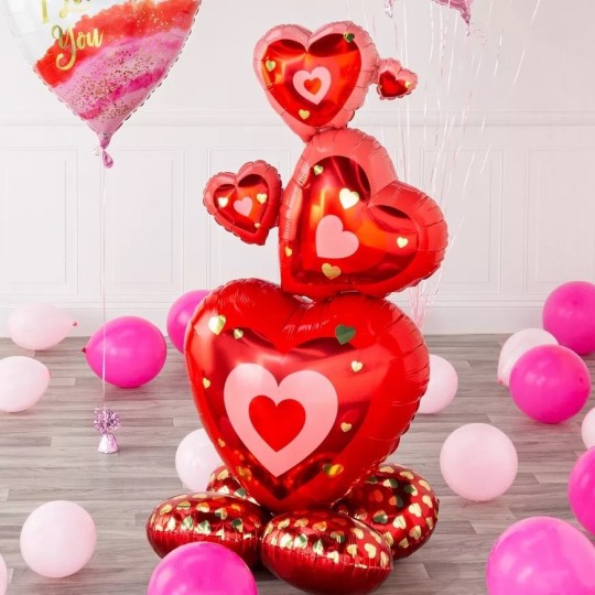 139cm AirLoonz Stacked Love Hearts Air Fill Balloon