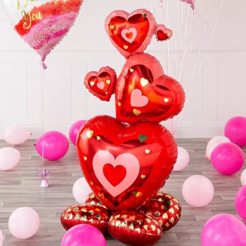 139cm AirLoonz Stacked Love Hearts Air Fill Balloon
