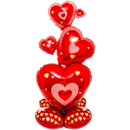 139cm AirLoonz Stacked Love Hearts Air Fill Balloon