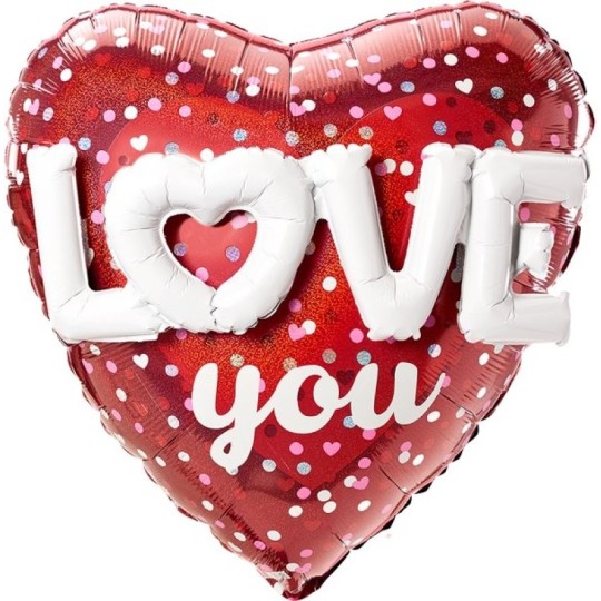 3D Valentine's Day Love You Heart Foil Balloon