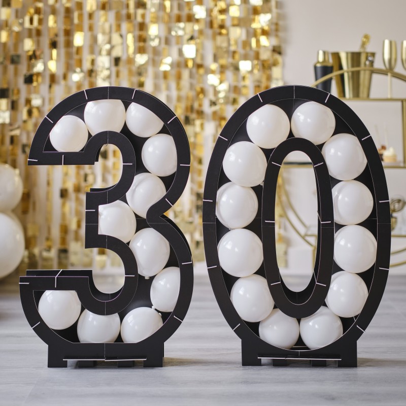 Ginger Ray Black 30th Balloon Mosaic Frame Stand