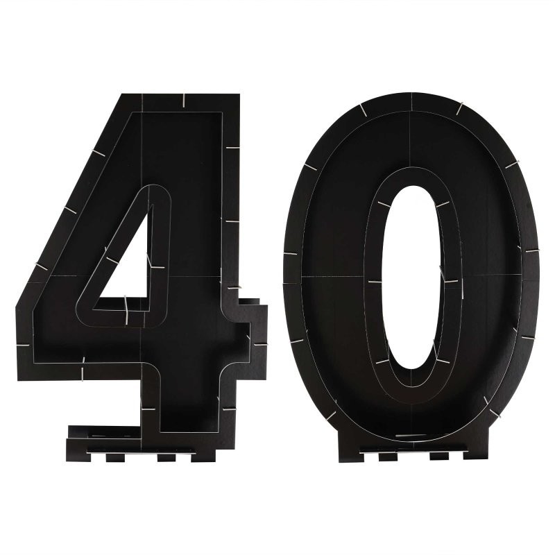 Ginger Ray Black 40th Balloon Mosaic Frame Stand | 40th Birthday Party Supplies