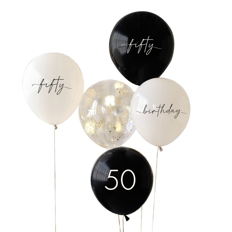 Ginger Ray 50th Birthday Balloons (Pack of 5)