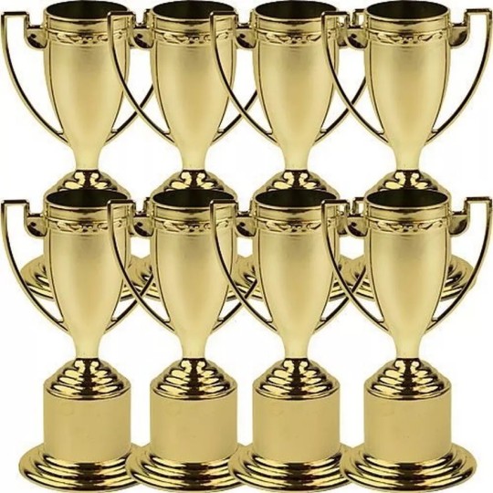 12cm Novelty Gold Trophy Cups (Pack of 8)