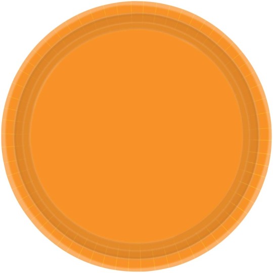 17cm Orange Round Paper Plates (Pack of 20)