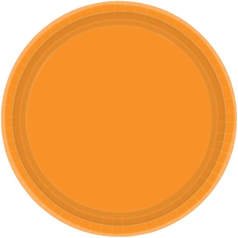 17cm Orange Round Paper Plates (Pack of 20)