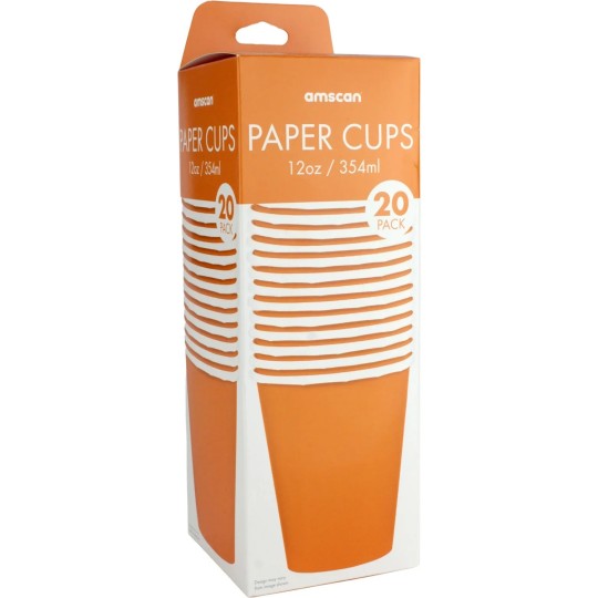 354ml Orange Paper Cups (Pack of 20)