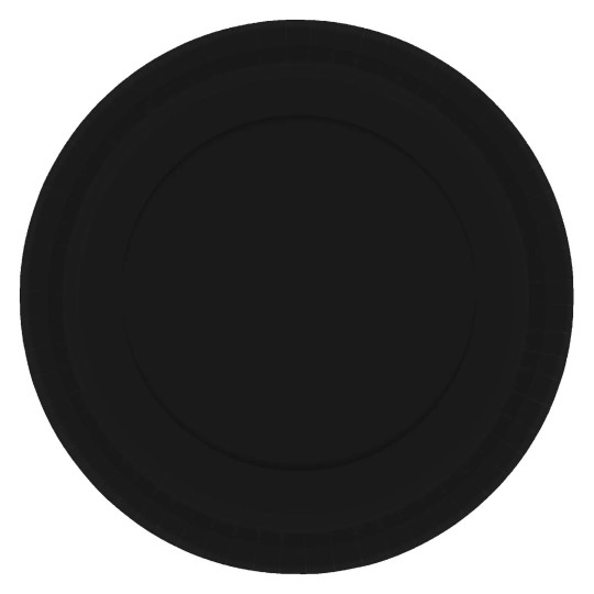 23cm Black Round Paper Plates (Pack of 20)