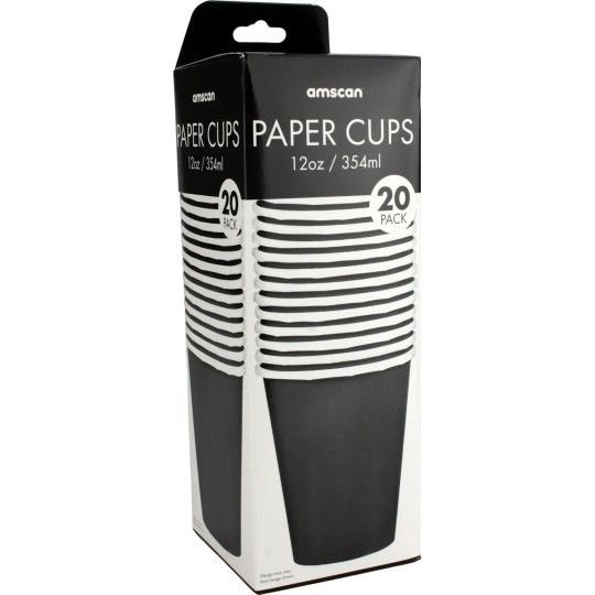 354ml Jet Black Paper Cups (Pack of 20)