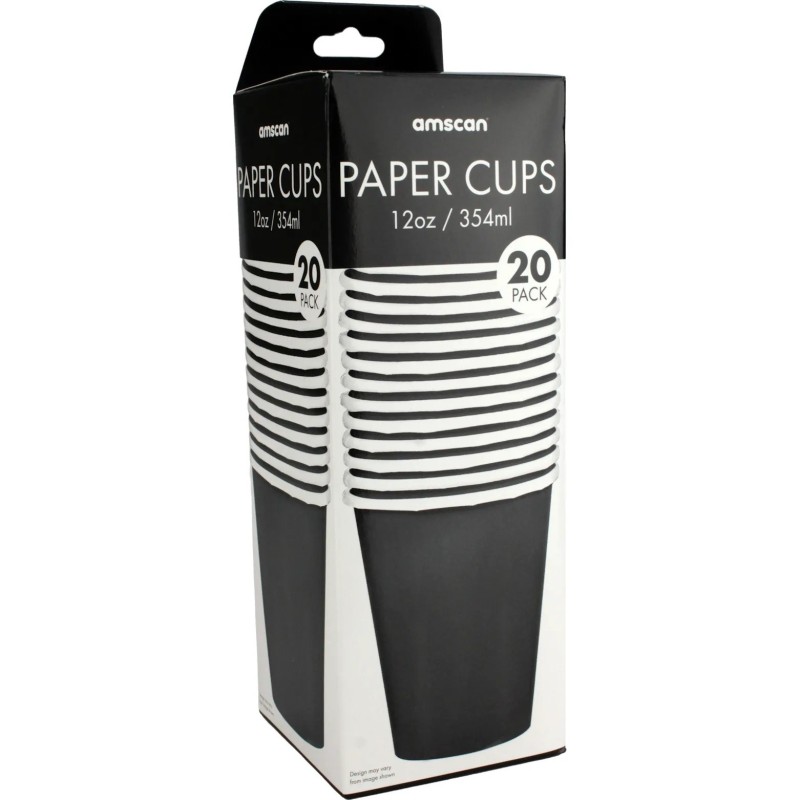 354ml Jet Black Paper Cups (Pack of 20)