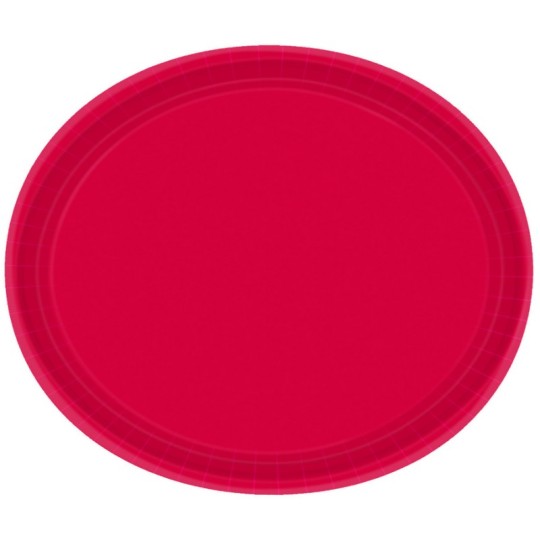 Red Large Oval Paper Plates (Pack of 20)