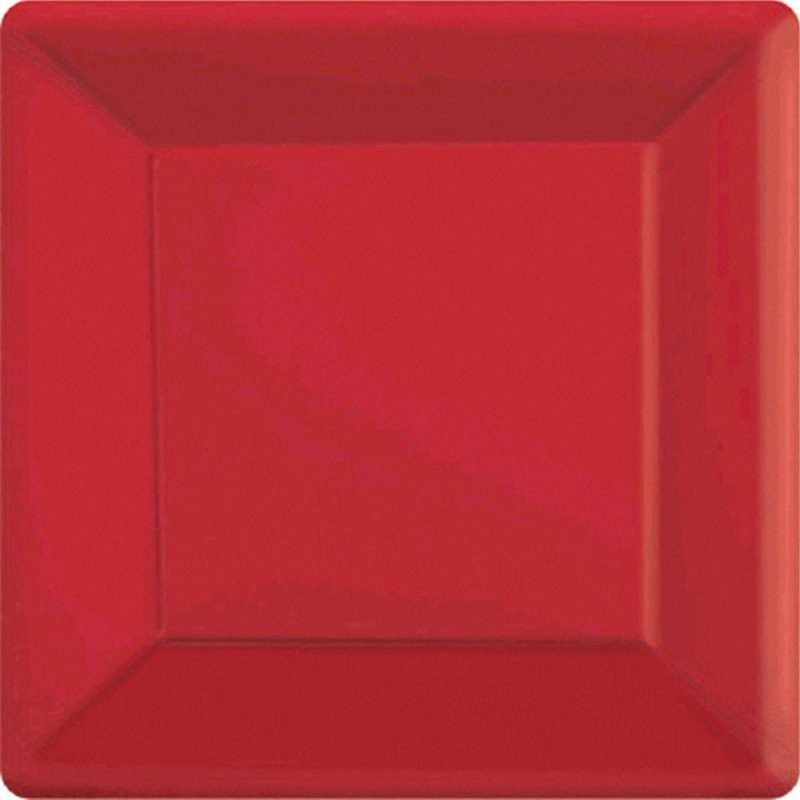 17cm Red Square Paper Plates (Pack of 20)