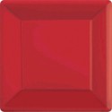 17cm Red Square Paper Plates (Pack of 20)