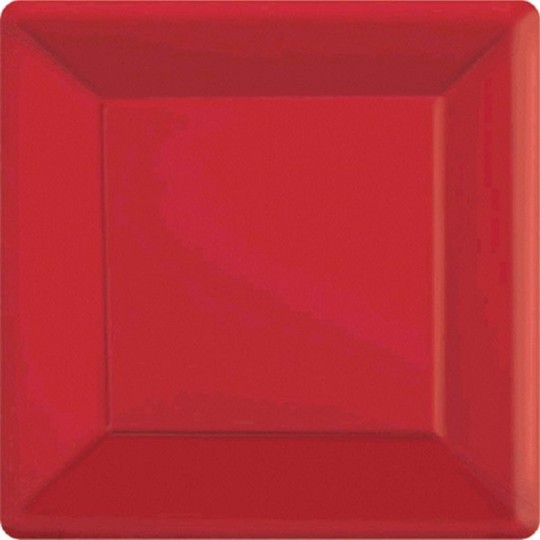23cm Red Square Paper Plates (Pack of 20)