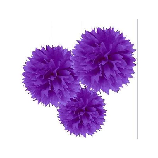 Purple Tissue Pom Poms (Pack of 3) | Decorations