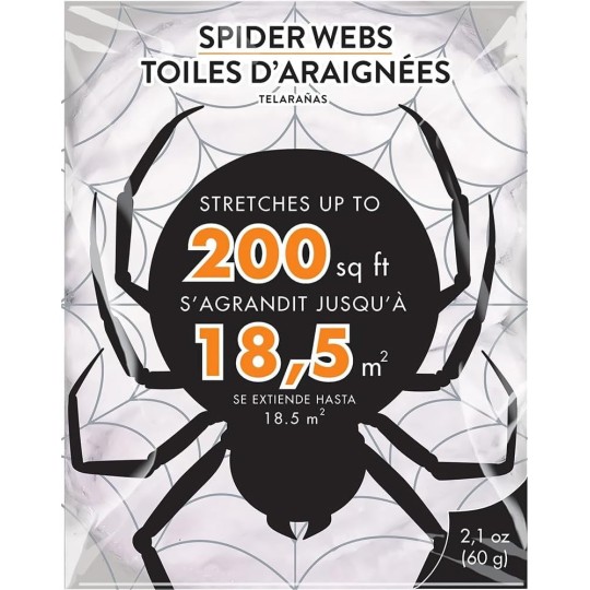 Stretchable White Spider Webs (60g) | Halloween Decorations