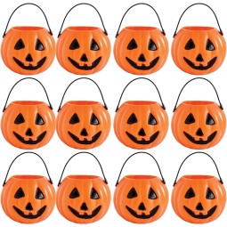 Plastic Mini Pumpkin Favour Pails (Pack of 12)