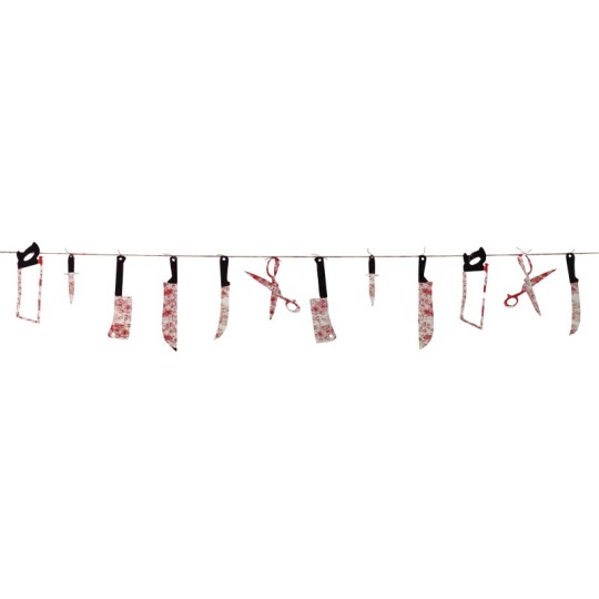 Plastic Bloody Weapons Garland Banner