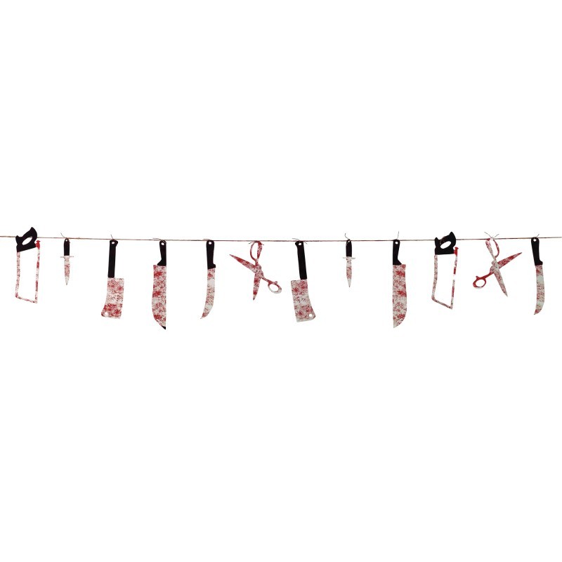 Plastic Bloody Weapons Garland Banner