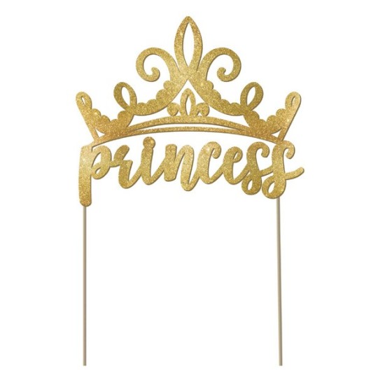 Gold Glitter Disney Princess Cake Topper