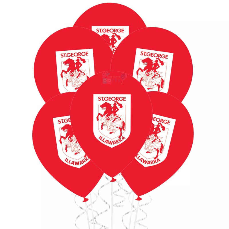 NRL St. George Illawarra Dragons Latex Balloons (Pack of 6)