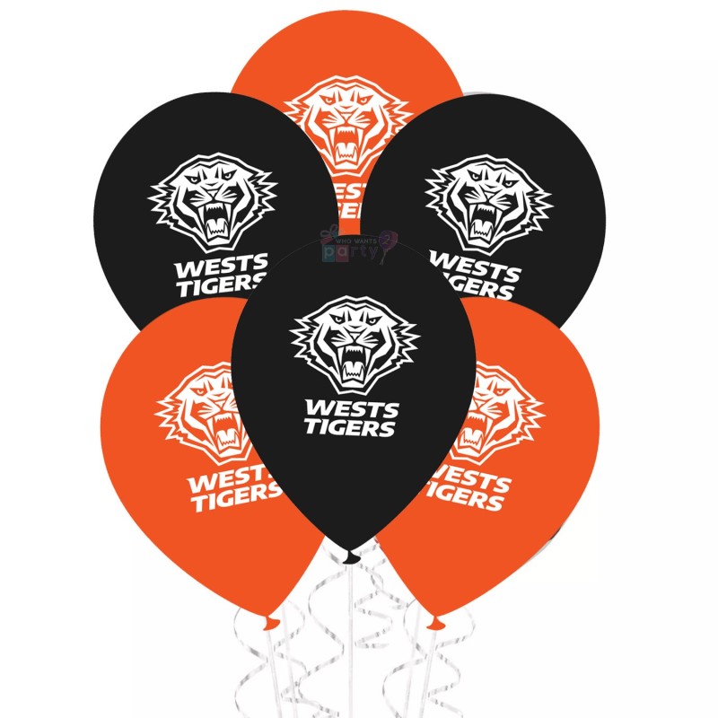 NRL Wests Tigers Latex Balloons (Pack of 6) | NRL Balloons