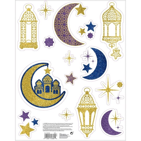 Glitter Eid Window Decoration Decals (Set of 15)